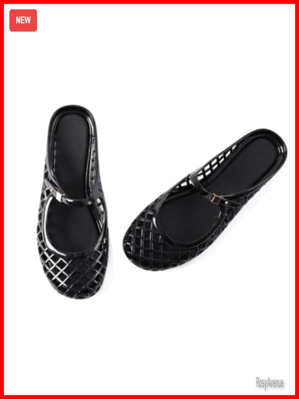 Women's Jelly Flat Sandals Summer Beach Mules Slip On Waterproof PVC